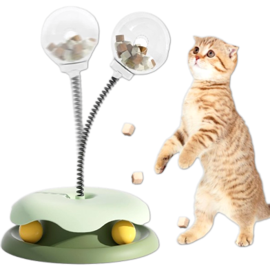Cat Treat Dispenser Toy with Toys Roller Tracks, Interactive Slow Food Transparent Ball Kitten Fun image