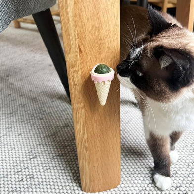 Catnip Ice Cream Cone Toy-Safe and Natural Dietary Fibers That Can Reduce Stress and Anxiety,Clean Teeth and Freshen Breath image