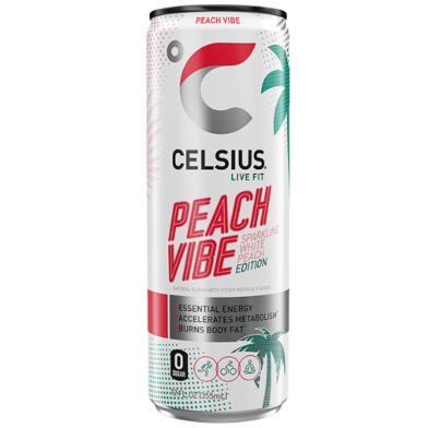 Celsius Peach Vibe Sparkling White P. Edition Can 355 ml image