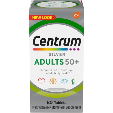 Centrum Silver Adults 50 Plus 80 Tablets Daily Multivitamin Supplement for Men and Women over 50 image