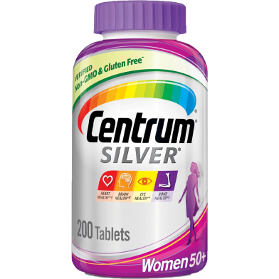Centrum Silver Multivitamins for Women 50 Plus Multivitamin/Multimineral With Vitamin D3 B Vitamins Calcium and Antioxidants 200 Tablets image