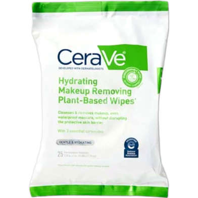 Cerave Hydrating Makeup Removing Plant-Based Face Wipes 25Pcs image