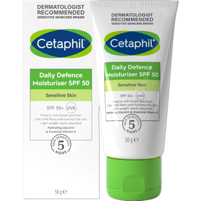 Cetaphil Daily Defence Moisturiser SPF50Plus for Sensitive Skin - 50 gm image