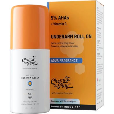 Chemist at Play UnderArm Roll-On with 5Percent Lactic Acid 1Percent Mandelic Acid Long Lasting Aqua Fragrance-40ml image