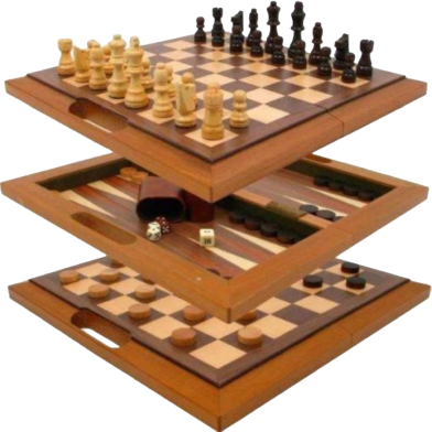 Chess Checkers Backgammon Set 3 in 1 image
