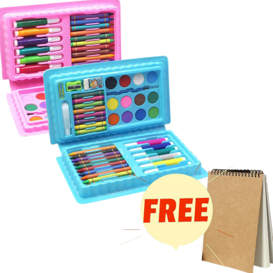 Children Painting/Drawing Set 42 Pcs (Blue- Free Handmade Drawing Pad A5 Size 20 Pages image
