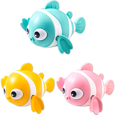 Children's Bath Toy Baby Play Water Clown Fish Coil Chain Swimming Animal Bathroom Play Water Toy - 1 Pcs (Any Color) image