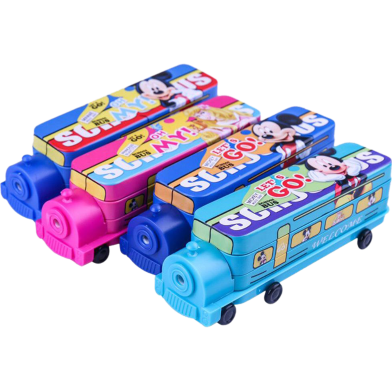 Children's Multifunctional Bus/Train Metal Pencil Box image