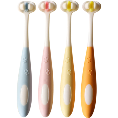 Children's Toothbrush New 2-12 Years Old Three-Sided Three-Dimensional Non-Slip Handle Household 5d Baby Child Soft Hair Toothbrush -1 Pcs image