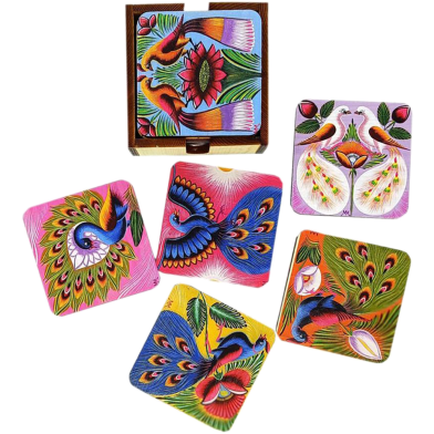 Chintar khorak Coaster Set With Holder-6 Pcs image