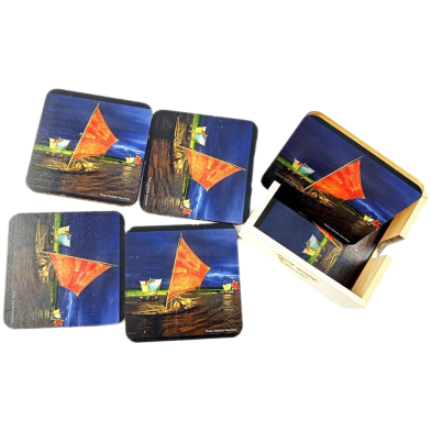 Chintar khorak Coaster Set With Holder-6 Pcs image