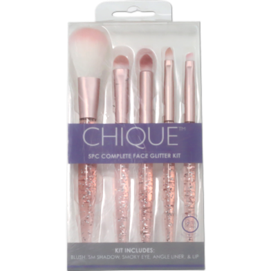 Chique Pink Glitter 5-Piece Face Brush Set image