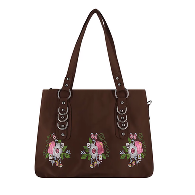 Chocolate Flower Embroidered Handbag For Women (BOBO-01) image