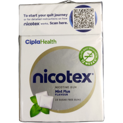 Cipla Nicotex Gum Mint Plus Flavour 4mg 1Box 15p image