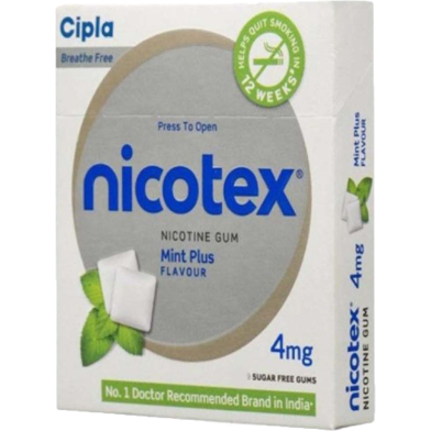 Cipla Nicotex Nicotine Sugar Free Mint Plus Gums 4 mg 12 Gums image