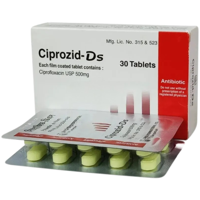Ciprozid DS 500mg Tablet 10's Strip image