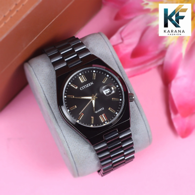 Citizen Automatic Date Analogue Dial Stainless Steel Golden and Silver Chain Watch for Man image