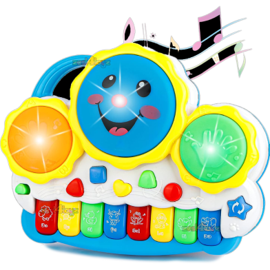 Clap N TAP Drum Keyboard Musical Toys With Flashing Lights - Animal Sounds and Songs Multi Color image