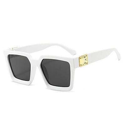 Classic Oversize Square Sunglasses Man Woman White Gold Frame Black Lens  Non-Brand