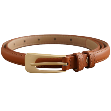 Classic Thin Genuine Leather Belt With Stylish Buckle For Female image