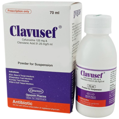 Clavusef 125 mg Plus 31.25 mg / 5 ml 70 ml Powder For Suspension image