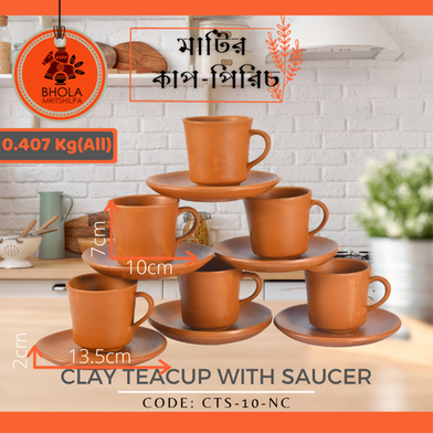 Clay Teacup with Saucer (6Pcs Set) image