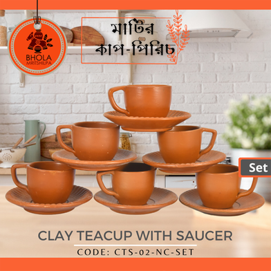 Clay Teacup with Saucer (6Pcs Set) image