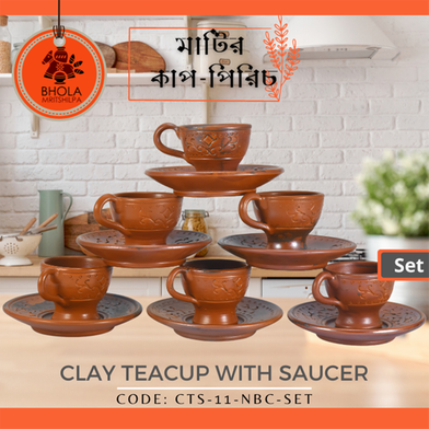 Clay Teacup with Saucer (6Pcs Set) image
