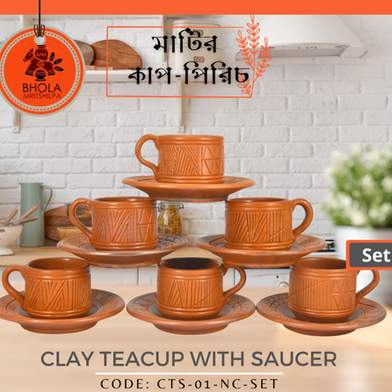 Clay Teacup with Saucer (6Pcs Set) image
