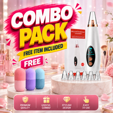 Clean Blackhead Vacuum Rechargeable Electric Blackhead Removal and Ice Roller Face Massager Combo Pack image