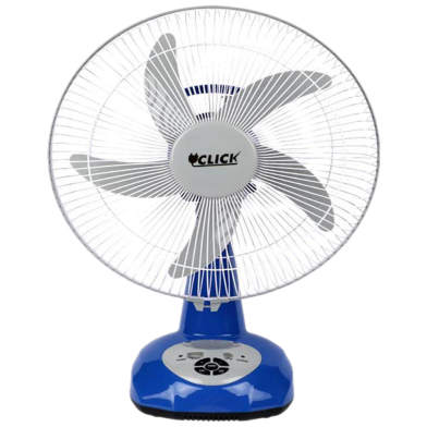 Click Rechargeable Table Fan 12 Inch Blue USB Charger image