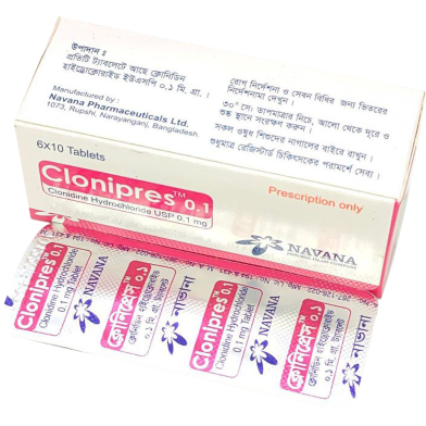 Clonipres 0.1 mg Tablet 10's Strip image