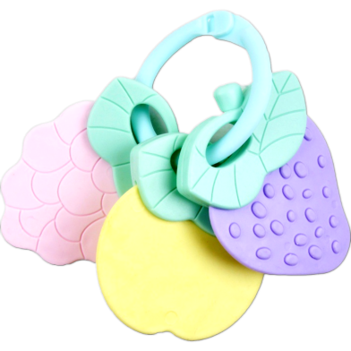 Cn Baby Fruit Skewers Teether Silicone Head Teether Fitness Educational Toy Set 3Pcs image