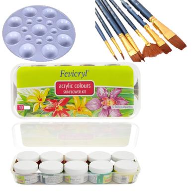 Combo Acrylic Paint Color and Brush Set image