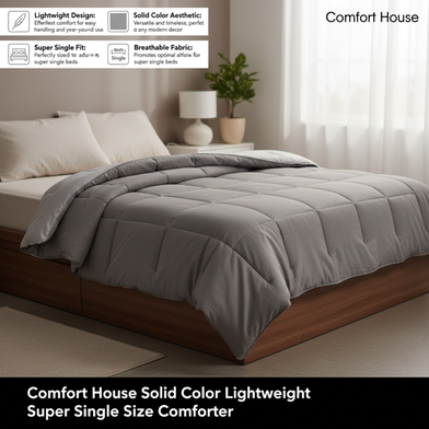 Comfort House Solid Color Lightweight Super Single Size Comforter Slide 2