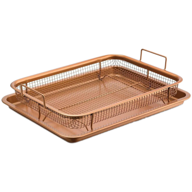 Copper Crisper Tray Frying Baking Pan Non Stick Chips Masket Crisping Baking Dish Grill Mesh Kitchen Tools image