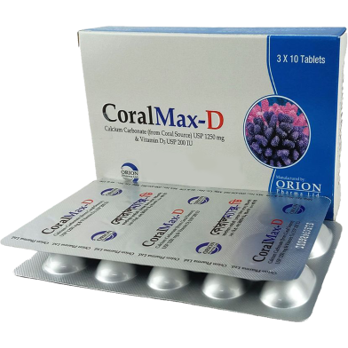CoralMax-D 500 mg Plus 200 IU 10's Strip Tablet image