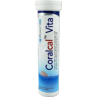 Coralcal Vita 600 Mg, 400 Iu Effervescent Tablet 16's Pack image