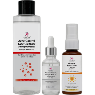 Cosprof Acne care combo with sunscren cream Salicylic Face cleanser 200 ml , Niacinamide serum 30 ml and Sunscreen cream 50 gm image