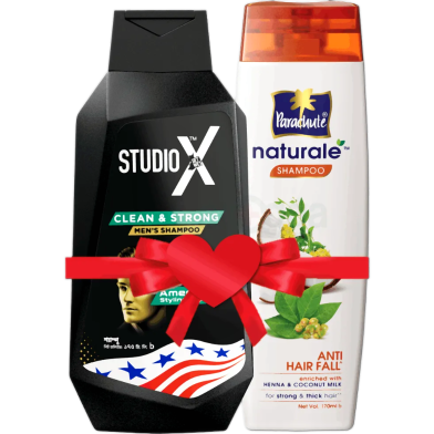Couple Combo (Shampoo) - Studio X Clean and Strong Shampoo for Men 175ml and Parachute Naturale Shampoo Anti Hair Fall 170ml image