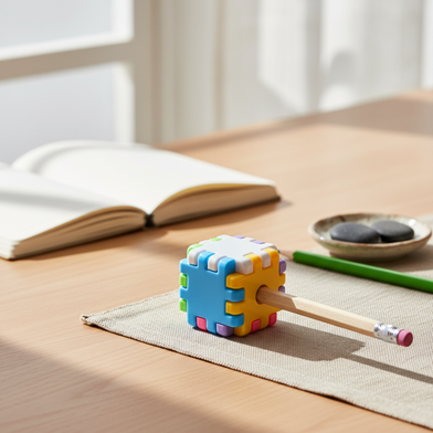 Crackles Cube Shaped Plastic Pencil Sharpener Slide 2