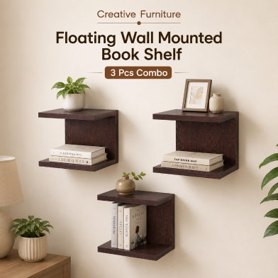 Creative Furniture Floating Wall Mounted Book Shelf (3Pcs Combo) image