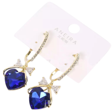 Cubic Zironia Flower Chain Hoop Earring For Women Light Brown Crystal Pendant Earing Ear Jewelry Triangle Earrings Wedding Chain image