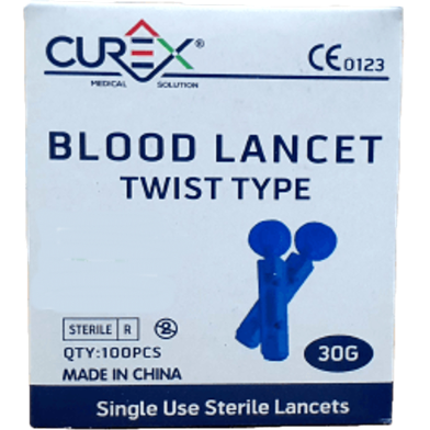 Curex Blood Lancet Twist Type Size 30 G 100 Pcs Box (Made in China) image