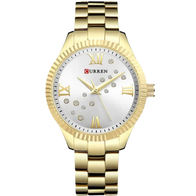 Curren 9009 Quartz Movement Round Dial Stainless Steel Waterproof Women Watch image