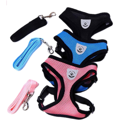 Cute Cats And puppy Harness Puppy Fashion Mesh Vest Leash Lead Set image