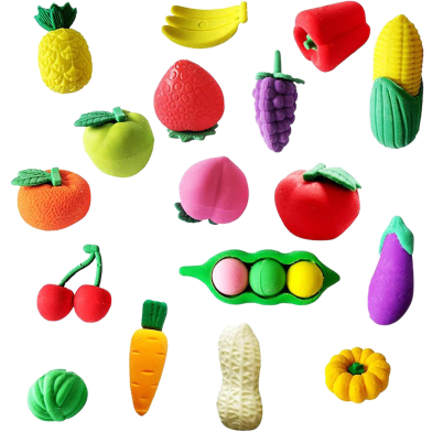 Cute Different Shapes Of Fruits Vegetables Eraser For Child - Any Design 4 Pcs image