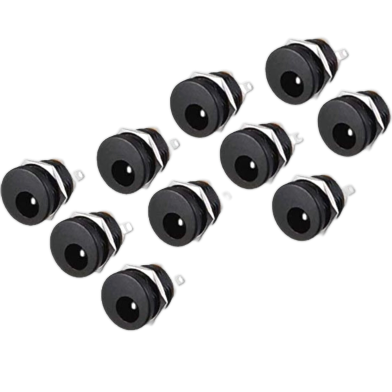 DC-2.1 DC Power Female Socket Panel Mount with Nut - Set of 10Pcs - Convenient Power Connection Easy to Use and Maintain image
