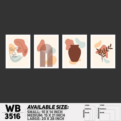 DDecorator Abstract Line Art (Set of 4) Wall Board And Wall Canvas image