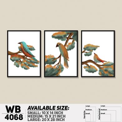 DDecorator Digital Painted Bird Abstract Art (Set of 3) Wall Board and Wall Canvas image